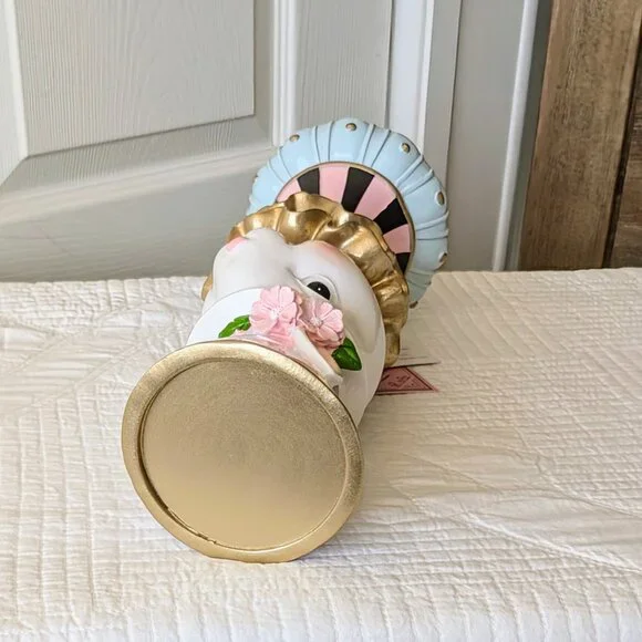NEW-Tophat &Tails Mad Hatter Easter Bunny Pillar Candle Holder- Spring Decor 🐰 - Picture 8 of 9
